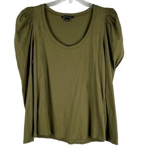 INC International Concepts Army Green Puff Long Sleeve Tee Shirt XL